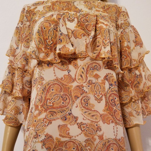 PAISLEY SCARF TIERED BOHO GYPSY DRESS SIZE XS - Picture 4 of 7